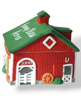 Vintage Figis Horse Barn Trinket Box Hand Painted Porcelain Farmhouse Decor 2000